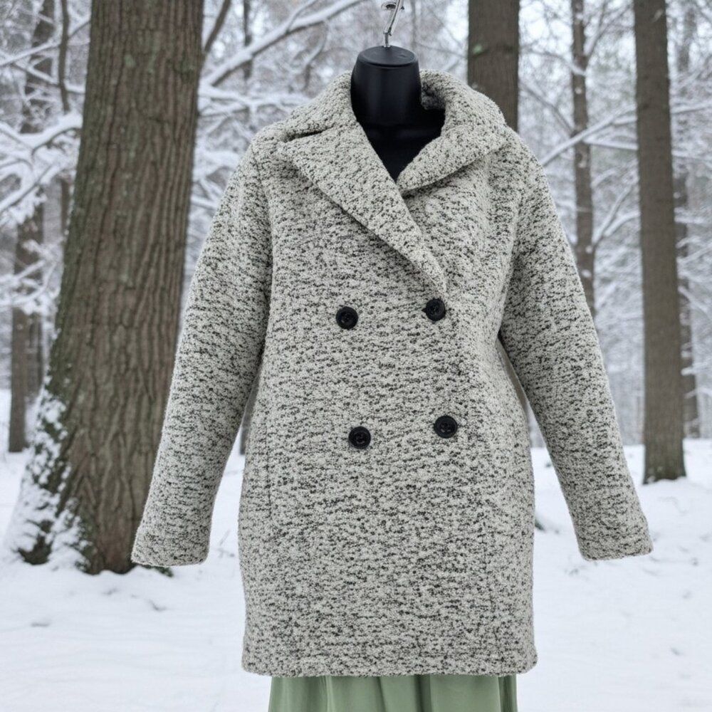 Abercrombie & Fitch Gray Wool Blend Double-Breasted Pea Coat Size S